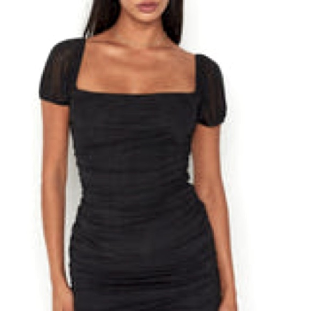 Beginning Boutique Siannise Black Mesh Mini Dress